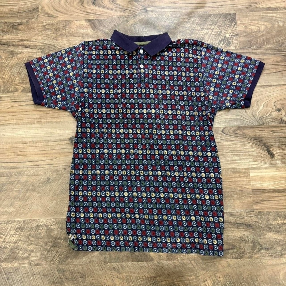 Vintage Y2K Chaps Ralph Lauren Patterned Polo Shirt Geometric Print 90s Large